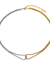Two-tone gold-plated stainless steel snake chain necklace