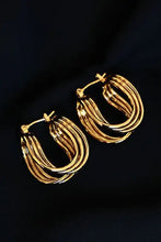 Pair of multi-strand gold U-shaped hoop earrings