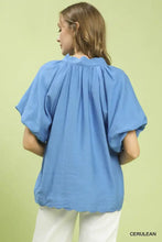 Cerulean umgee floral embroidered hem blouse with puffed sleeves and scalloped hem for stylish casual wear
