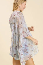 Umgee Full Size Sheer Mixed Print Kimono with Side Slit Plus Size Woman Outerwear
