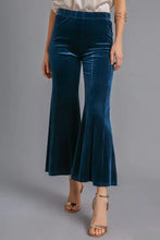 Umgee High Rise Elastic Waist Flare Pants Peacock Blue Woman Pants
