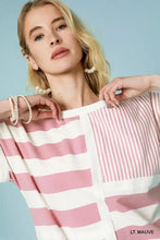 Umgee mixed striped short sleeve romper in soft pastel pink white stripes