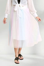 Unicorn Pleated Mesh Midi Skirt Pastel Rainbow Tulle Skirt