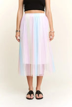 Unicorn Pleated Mesh Midi Skirt Pastel Rainbow Tulle Skirt