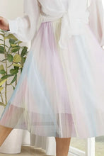 Unicorn Pleated Mesh Midi Skirt Pastel Rainbow Tulle Skirt UNICORN