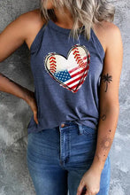 US Flag Heart Graphic Tank Dusty Blue Tanks & Camis