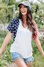 US Flag V-Neck Tee Shirt White Woman T Shirts