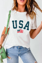 USA American Flag Graphic White T Shirt for Women White