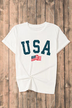 USA American Flag Graphic White T Shirt for Women