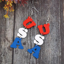 USA Wooden Letter Dangle Earrings Earrings