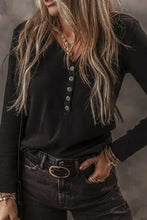 V-Neck Half Button long Sleeve T-Shirt Woman T Shirts