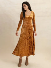 V-Neck Long Sleeve Midi Dress Casual Dresses