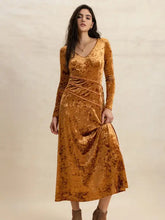 V-Neck Long Sleeve Midi Dress Casual Dresses