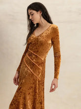 V-Neck Long Sleeve Midi Dress Casual Dresses