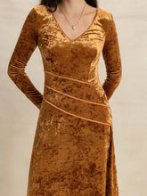 V-Neck Long Sleeve Midi Dress Casual Dresses