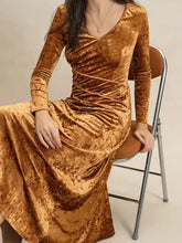 V-Neck Long Sleeve Midi Dress Casual Dresses