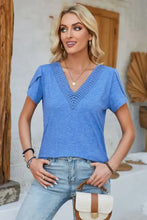 V-Neck Petal Sleeve T-Shirt Woman T Shirts