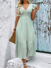 V-Neck Ruffled Cap Sleeve Dress Casual Dresses