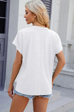 White short sleeve V-neck dolman top in basic style