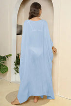 V-Neck Three-Quarter Sleeve Cover-Up Swimwear Cover-Ups
