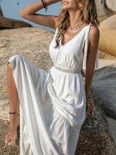 V-Neck Tie Shoulder Crochet Maxi Dress Woman Maxi Dress