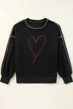 Valentine’s Day Rhinestone Heart Round Neck Long Sleeve Sweatshirt Woman Sweatshirts