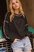 Valentine’s Day rhinestone heart long-sleeve crewneck sweatshirt
