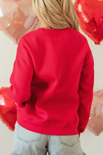 Valentine’s Day sequin bow heart sweatshirt in red with glitter accents