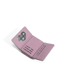 Vegan Leather Trifold Wallet with Card Slots in Pink and Blue