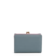 Vegan Leather Trifold Wallet with Card Slots in Pink and Blue
