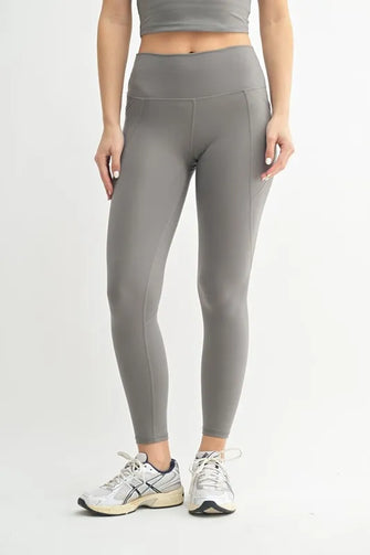 Venice Cloud Light Sculpt High Waisted Gray Athletic Leggings with Pockets NEW PEWTER