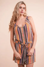 VERY J Crochet multi color striped casual summer romper, machine wash cold
