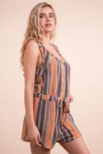 VERY J Crochet multi color striped casual summer romper