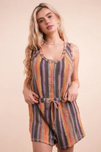 VERY J Crochet multi color striped casual summer romper, machine wash cold