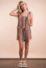 VERY J Crochet multi color striped casual summer romper