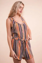 VERY J Crochet multi color striped casual summer romper, machine wash cold