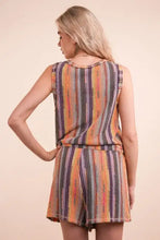 VERY J Crochet multi color striped casual summer romper, machine wash cold