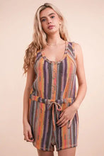 VERY J Crochet multi color striped casual summer romper, machine wash cold