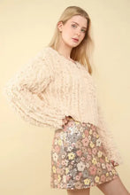 VERY J Shaggy Yarn Knit Zip Up Jacket Cream Woman Outerwear
