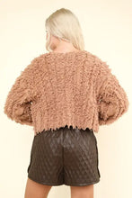 VERY J Shaggy Yarn Knit Zip Up Jacket Woman Outerwear