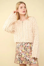VERY J Shaggy Yarn Knit Zip Up Jacket Woman Outerwear