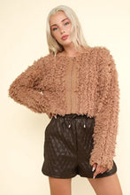 VERY J Shaggy Yarn Knit Zip Up Jacket Woman Outerwear