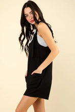 VERY J casual knit tie shoulder romper with gray neckline panel