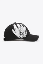 VIBRA Graphic Distressed Adjustable Baseball Cap with White Handprint
