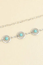 Vintage turquoise alloy belt with silver oval conchos and beaded sunburst design