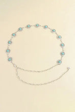 Vintage turquoise alloy belt with silver oval conchos and blue gemstone necklace