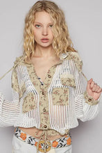 Vintage washed crochet hoodie with floral patchwork accents