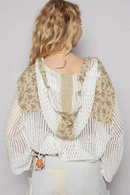 Vintage washed crochet hoodie with floral patchwork accents