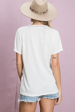 Waffle Knit Color Block Short Sleeve Top for Women