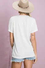 Waffle Knit Color Block V Neck Top for Women Woman T Shirts